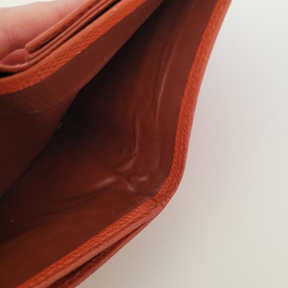 Etro Modern Brick Red Medium Leather Wallet Compact Logo Italian Bifold Solid - Picture 8 of 15